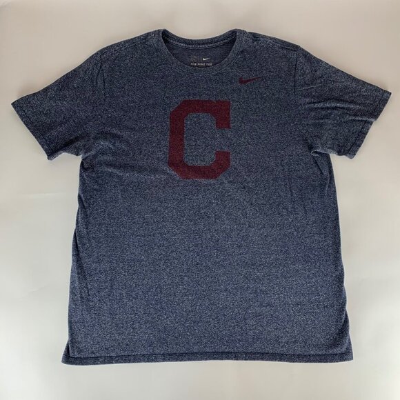 Cleveland Indians MLB Navy Blue Nike Short Sleeve Crewneck Shirt Mens XL - Picture 1 of 4